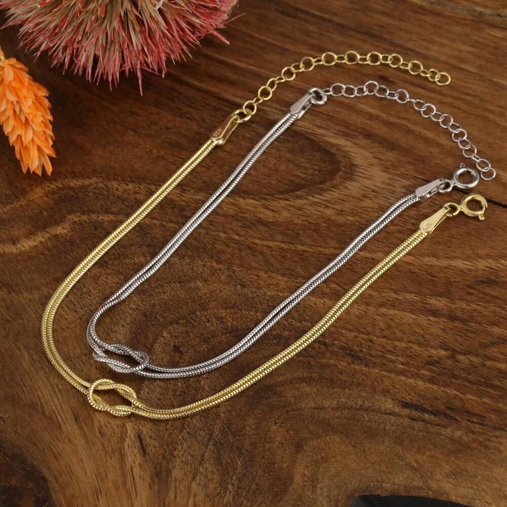 Matching Couple Bracelets Gold & Silver Stainless Steel Love Knot Jewelry - Picture 8 of 8